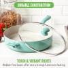 imageGreenLife Soft Grip Diamond Healthy Ceramic Nonstick 5QT Saute Pan Jumbo Cooker with Helper Handle and Lid PFASFree Dishwasher Safe TurquoiseTurquoise