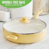 imageGreenLife Soft Grip Diamond Healthy Ceramic Nonstick 5QT Saute Pan Jumbo Cooker with Helper Handle and Lid PFASFree Dishwasher Safe TurquoiseYellow
