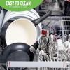 imageGreenLife Soft Grip Healthy Ceramic Nonstick 1QT and 2QT Saucepan Pot Set with Lids PFASFree Dishwasher Safe Caribbean BlueBlackCream