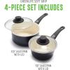imageGreenLife Soft Grip Healthy Ceramic Nonstick 1QT and 2QT Saucepan Pot Set with Lids PFASFree Dishwasher Safe Caribbean BlueBlackCream
