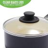 imageGreenLife Soft Grip Healthy Ceramic Nonstick 1QT and 2QT Saucepan Pot Set with Lids PFASFree Dishwasher Safe Caribbean BlueBlackCream
