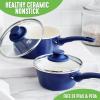 imageGreenLife Soft Grip Healthy Ceramic Nonstick 1QT and 2QT Saucepan Pot Set with Lids PFASFree Dishwasher Safe Caribbean BlueBlue