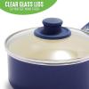 imageGreenLife Soft Grip Healthy Ceramic Nonstick 1QT and 2QT Saucepan Pot Set with Lids PFASFree Dishwasher Safe Caribbean BlueBlue