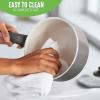 imageGreenLife Soft Grip Healthy Ceramic Nonstick 1QT and 2QT Saucepan Pot Set with Lids PFASFree Dishwasher Safe Caribbean BlueGray