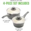 imageGreenLife Soft Grip Healthy Ceramic Nonstick 1QT and 2QT Saucepan Pot Set with Lids PFASFree Dishwasher Safe Caribbean BlueGray