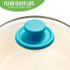 imageGreenLife Soft Grip Healthy Ceramic Nonstick 1QT and 2QT Saucepan Pot Set with Lids PFASFree Dishwasher Safe Caribbean BlueHibiscus