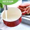 imageGreenLife Soft Grip Healthy Ceramic Nonstick 1QT and 2QT Saucepan Pot Set with Lids PFASFree Dishwasher Safe Caribbean BlueRed