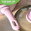 imageGreenLife Soft Grip Healthy Ceramic Nonstick 1QT and 2QT Saucepan Pot Set with Lids PFASFree Dishwasher Safe Caribbean BlueSoft Pink