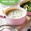 imageGreenLife Soft Grip Healthy Ceramic Nonstick 1QT and 2QT Saucepan Pot Set with Lids PFASFree Dishwasher Safe Caribbean BlueSoft Pink
