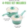imageGreenLife Soft Grip Healthy Ceramic Nonstick 1QT and 2QT Saucepan Pot Set with Lids PFASFree Dishwasher Safe Caribbean BlueTurquoise