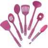 imageGreenLife Cooking Tools and Utensils 7 Piece Nylon Set including Spatulas Turner Spoons and Tongs Dishwasher Safe Light YellowBright Pink