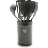 imageGreenLife Cooking Tools and Utensils 7 Piece Nylon and Wood Kitchen Set with Ceramic Crock Holder Heat Resistant Spatula and Spoons BPAFree BlackBlack