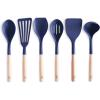 imageGreenLife Cooking Tools and Utensils 7 Piece Nylon and Wood Kitchen Set with Ceramic Crock Holder Heat Resistant Spatula and Spoons BPAFree BlackBlue