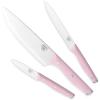 imageGreenLife High Carbon Stainless Steel 3 Piece Knife Set with Covers Includes Chef Utility and Pairing Comfort Grip HandlesTriple Rivet Cutlery Soft Pink