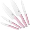 imageGreenLife High Carbon Stainless Steel 5 Piece Knife Set with Covers Includes Chef Santoku Serrated Utility and Pairing Comfort Grip Handles Triple Rivet Cutlery TurquoisePink