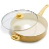 imageGreenlife Soft Grip Healthy Ceramic Nonstick 5QT Saute Pan Jumbo Cooker with Helper Handle and Lid PFASFree Dishwasher Safe PinkYellow