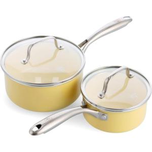 imageGreenLife Artisan Healthy Ceramic Nonstick 5QT Saute Pan Jumbo Cooker with Helper Handle and Lid Stainless Steel Handle PFASFree Dishwasher Safe Oven Safe TurquoiseYellow