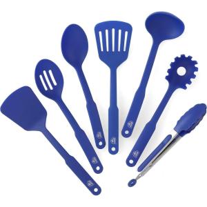 imageGreenLife Cooking Tools and Utensils 7 Piece Nylon Set including Spatulas Turner Spoons and Tongs Dishwasher Safe Light YellowBlue