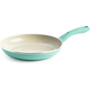 imageGreenLife Soft Grip Diamond Healthy Ceramic Nonstick 10quot Frying Pan Skillet PFASFree Dishwasher Safe BlackTurquoise  Cream