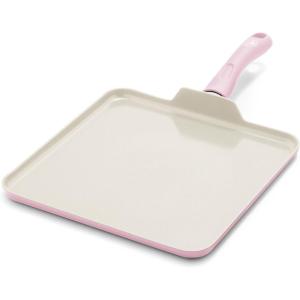 imageGreenLife Soft Grip Healthy Ceramic Nonstick 11quot Griddle Pan PFASFree Dishwasher Safe TurquoiseSoft Pink