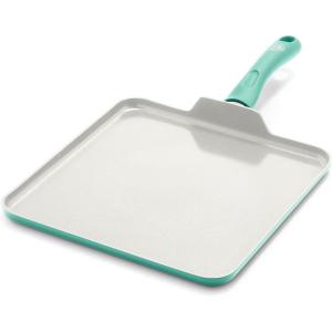 imageGreenLife Soft Grip Healthy Ceramic Nonstick 11quot Griddle Pan PFASFree Dishwasher Safe TurquoiseTurquoise
