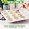 imageGreenLife 12Cup Muffin Pan Healthy Ceramic Nonstick Bakeware PFOA ampamp PFASFree Cupcake Sheet Durable Baking Tray Versatile Kitchen Essentials Easy Clean Muffin Mold Nonstick Baking Pan BluePink
