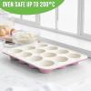 imageGreenLife 12Cup Muffin Pan Healthy Ceramic Nonstick Bakeware PFOA ampamp PFASFree Cupcake Sheet Durable Baking Tray Versatile Kitchen Essentials Easy Clean Muffin Mold Nonstick Baking Pan BluePink