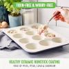 imageGreenLife 12Cup Muffin Pan Healthy Ceramic Nonstick Bakeware PFOA ampamp PFASFree Cupcake Sheet Durable Baking Tray Versatile Kitchen Essentials Easy Clean Muffin Mold Nonstick Baking Pan BlueBlack