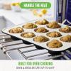 imageGreenLife 12Cup Muffin Pan Healthy Ceramic Nonstick Bakeware PFOA ampamp PFASFree Cupcake Sheet Durable Baking Tray Versatile Kitchen Essentials Easy Clean Muffin Mold Nonstick Baking Pan BlueBlack