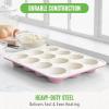 imageGreenLife 12Cup Muffin Pan Healthy Ceramic Nonstick Bakeware PFOA ampamp PFASFree Cupcake Sheet Durable Baking Tray Versatile Kitchen Essentials Easy Clean Muffin Mold Nonstick Baking Pan BluePink