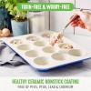 imageGreenLife 12Cup Muffin Pan Healthy Ceramic Nonstick Bakeware PFOA ampamp PFASFree Cupcake Sheet Durable Baking Tray Versatile Kitchen Essentials Easy Clean Muffin Mold Nonstick Baking Pan BluePeriwinkle