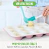 imageGreenLife 12Cup Muffin Pan Healthy Ceramic Nonstick Bakeware PFOA ampamp PFASFree Cupcake Sheet Durable Baking Tray Versatile Kitchen Essentials Easy Clean Muffin Mold Nonstick Baking Pan BluePink