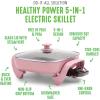 imageGreenLife 12quot 5QT Square Electric Skillet Glass Vented Lid Ceramic PFASFree Nonstick Coated Interior Adjustable Temperature Control Cool Touch Handles Quick Even Heating Scratch ResistantBlackPink