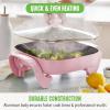imageGreenLife 12quot 5QT Square Electric Skillet Glass Vented Lid Ceramic PFASFree Nonstick Coated Interior Adjustable Temperature Control Cool Touch Handles Quick Even Heating Scratch ResistantBlackPink