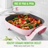 imageGreenLife 12quot 5QT Square Electric Skillet Glass Vented Lid Ceramic PFASFree Nonstick Coated Interior Adjustable Temperature Control Cool Touch Handles Quick Even Heating Scratch ResistantBlackPink
