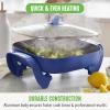 imageGreenLife 12quot 5QT Square Electric Skillet Glass Vented Lid Ceramic PFASFree Nonstick Coated Interior Adjustable Temperature Control Cool Touch Handles Quick Even Heating Scratch ResistantBlackNight Blue