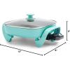 imageGreenLife 12quot 5QT Square Electric Skillet Glass Vented Lid Ceramic PFASFree Nonstick Coated Interior Adjustable Temperature Control Cool Touch Handles Quick Even Heating Scratch ResistantBlackTurquoise