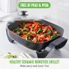 imageGreenLife 12quot 5QT Square Electric Skillet Glass Vented Lid Ceramic PFASFree Nonstick Coated Interior Adjustable Temperature Control Cool Touch Handles Quick Even Heating Scratch ResistantBlackBlack