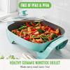 imageGreenLife 12quot 5QT Square Electric Skillet Glass Vented Lid Ceramic PFASFree Nonstick Coated Interior Adjustable Temperature Control Cool Touch Handles Quick Even Heating Scratch ResistantBlackTurquoise