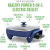 imageGreenLife 12quot 5QT Square Electric Skillet Glass Vented Lid Ceramic PFASFree Nonstick Coated Interior Adjustable Temperature Control Cool Touch Handles Quick Even Heating Scratch ResistantBlackNight Blue