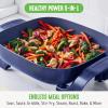 imageGreenLife 12quot 5QT Square Electric Skillet Glass Vented Lid Ceramic PFASFree Nonstick Coated Interior Adjustable Temperature Control Cool Touch Handles Quick Even Heating Scratch ResistantBlackNight Blue