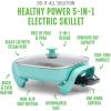imageGreenLife 12quot 5QT Square Electric Skillet Glass Vented Lid Ceramic PFASFree Nonstick Coated Interior Adjustable Temperature Control Cool Touch Handles Quick Even Heating Scratch ResistantBlackTurquoise