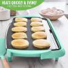 imageGreenLife 20 Extra Large Electric Griddle NonToxic PFAS ampamp PFOAFree Ceramic Nonstick Temperature Control Quick Even Heating Removable Drip Tray Pancakes Eggs Sausage Easy Clean BlackTurquoise