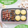 imageGreenLife 20 Extra Large Electric Griddle NonToxic PFAS ampamp PFOAFree Ceramic Nonstick Temperature Control Quick Even Heating Removable Drip Tray Pancakes Eggs Sausage Easy Clean BlackSoft Pink