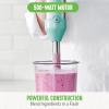 imageGreenLife 500Watt Immersion Electric Handheld Stick Blender with Stainless Steel Blades Whisk Frother Measuring Cup and Lid Soups Puree Cake MultiSpeed Control Portable BlackTurquoise