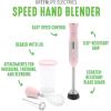 imageGreenLife 500Watt Immersion Electric Handheld Stick Blender with Stainless Steel Blades Whisk Frother Measuring Cup and Lid Soups Puree Cake MultiSpeed Control Portable BlackPink