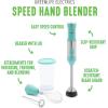 imageGreenLife 500Watt Immersion Electric Handheld Stick Blender with Stainless Steel Blades Whisk Frother Measuring Cup and Lid Soups Puree Cake MultiSpeed Control Portable BlackTurquoise
