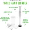 imageGreenLife 500Watt Immersion Electric Handheld Stick Blender with Stainless Steel Blades Whisk Frother Measuring Cup and Lid Soups Puree Cake MultiSpeed Control Portable BlackWhite