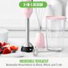 imageGreenLife 500Watt Immersion Electric Handheld Stick Blender with Stainless Steel Blades Whisk Frother Measuring Cup and Lid Soups Puree Cake MultiSpeed Control Portable BlackPink