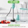 imageGreenLife 500Watt Immersion Electric Handheld Stick Blender with Stainless Steel Blades Whisk Frother Measuring Cup and Lid Soups Puree Cake MultiSpeed Control Portable BlackTurquoise